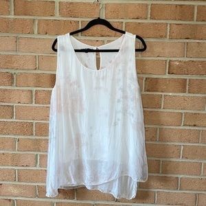 Charlie B. Made in Italy layered style silk blend sleeveless top, size XL